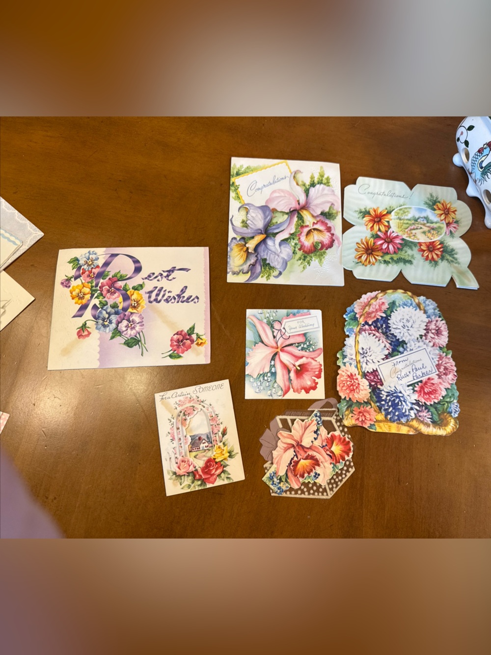 Vintage Floral Greeting Card Ephemera Lot - Multicolored Flowers Junk Journaling